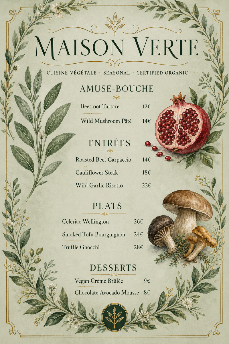 Maison Verte — Vegan · Fine Dining: Celeriac Wellington, Wild Garlic Risotto — pflanzlich-edel.